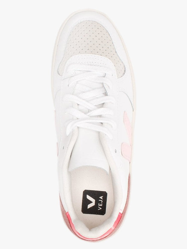 V-10 Leather White Petale Rose Fluo Trainers