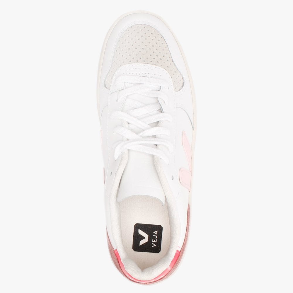 V-10 Leather White Petale Rose Fluo Trainers