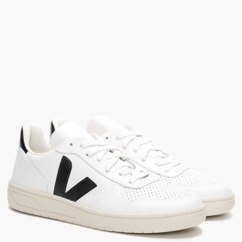 Men’s V-10 Leather Extra White Black Trainers