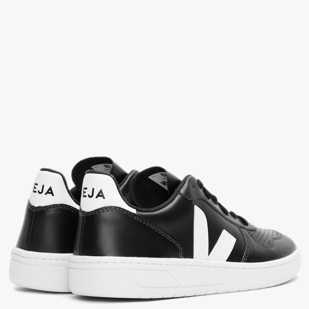 Men’s V-10 Leather Black White Sole Trainers