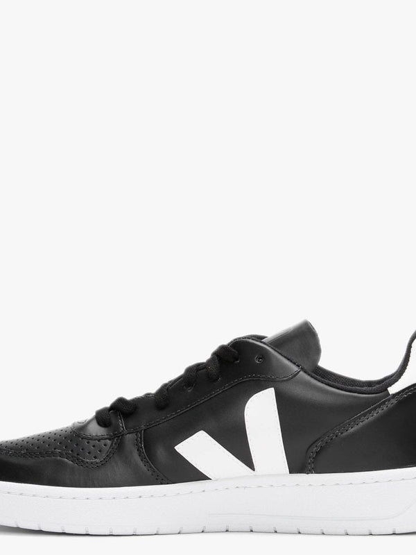 Men’s V-10 Leather Black White Sole Trainers