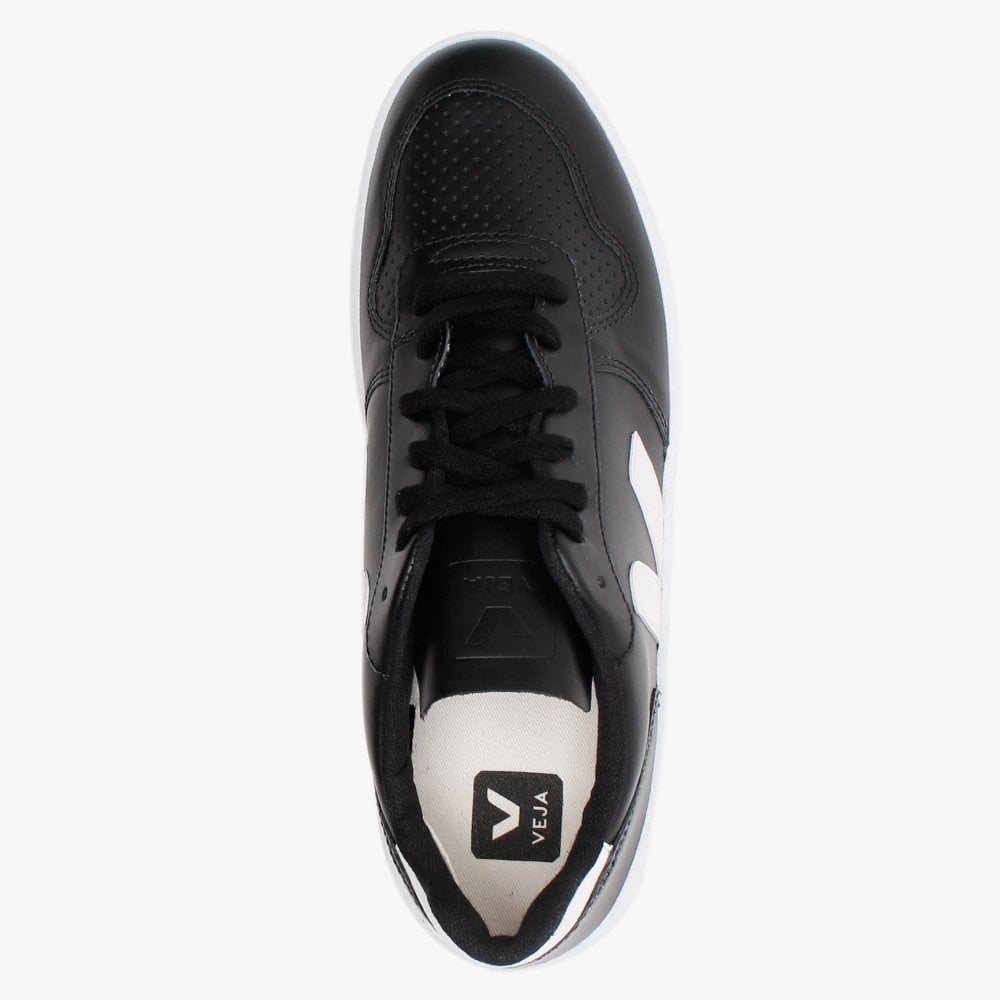 Men’s V-10 Leather Black White Sole Trainers