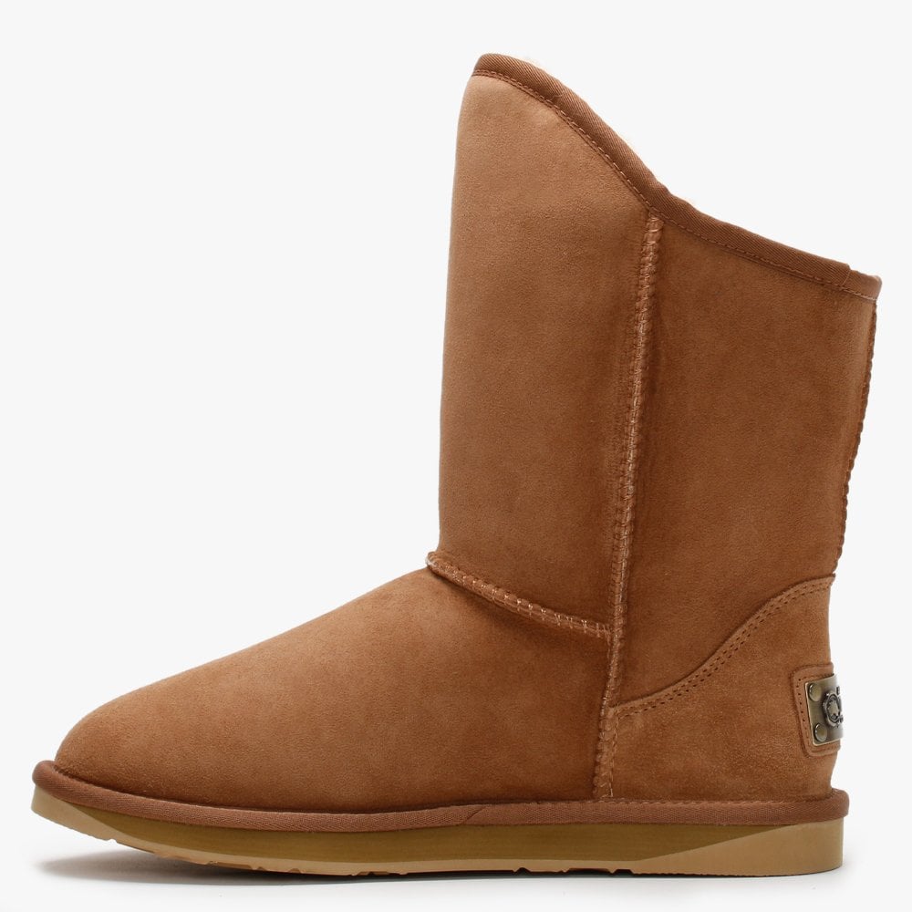 Angel Short Studded Tan Double-Face Sheepskin Ankle Boots