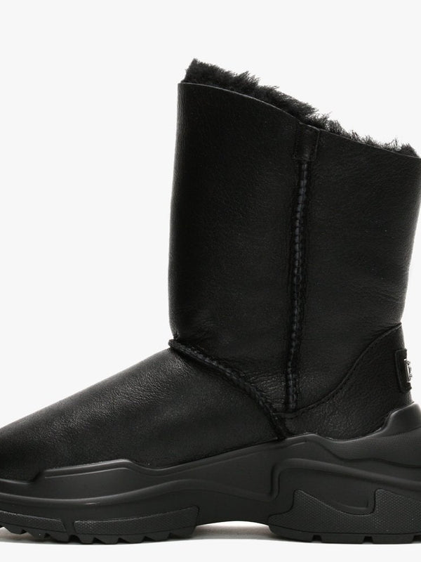 La X Renegade Black Leather Double-Face Sheepskin Ankle Boots