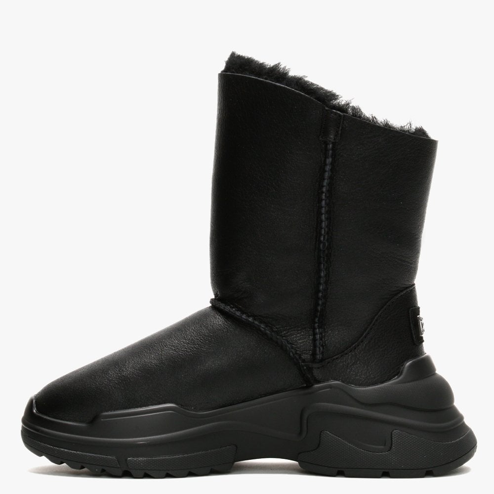 La X Renegade Black Leather Double-Face Sheepskin Ankle Boots