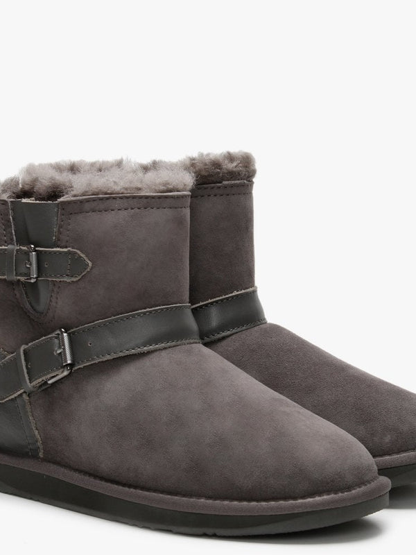La Machina X Short Grey Double-Face Sheepskin Ankle Boots