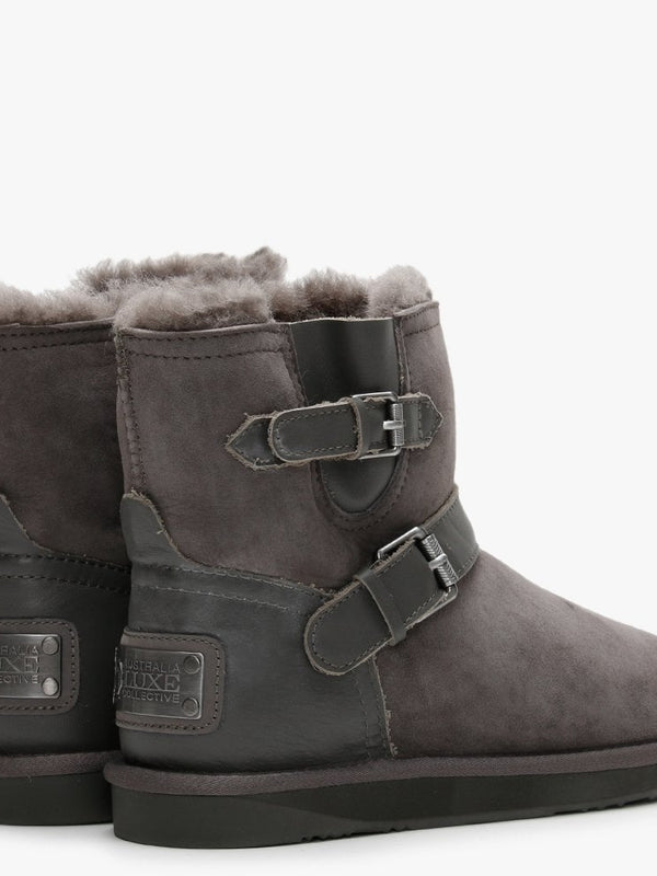 La Machina X Short Grey Double-Face Sheepskin Ankle Boots