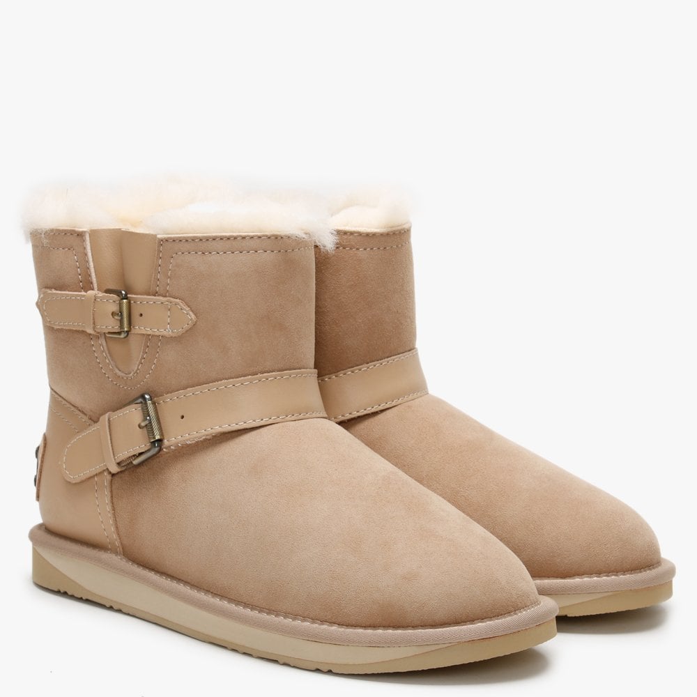 La Machina X Short Beige Double-Face Sheepskin Ankle Boots