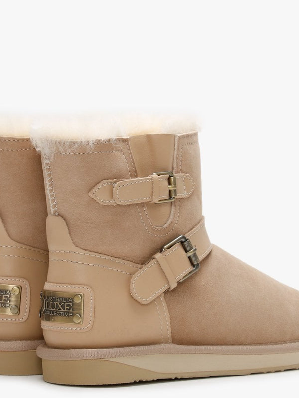 La Machina X Short Beige Double-Face Sheepskin Ankle Boots