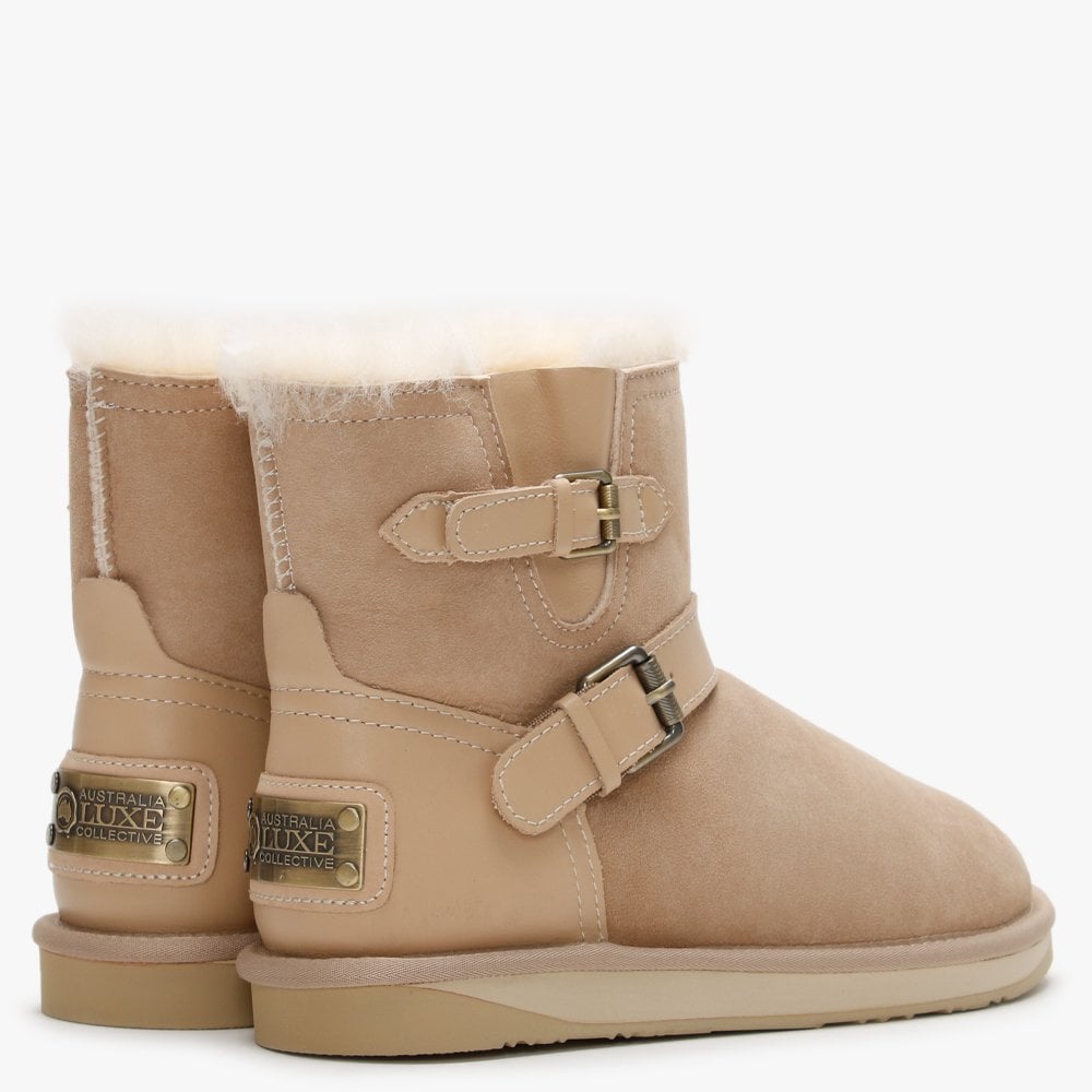 La Machina X Short Beige Double-Face Sheepskin Ankle Boots