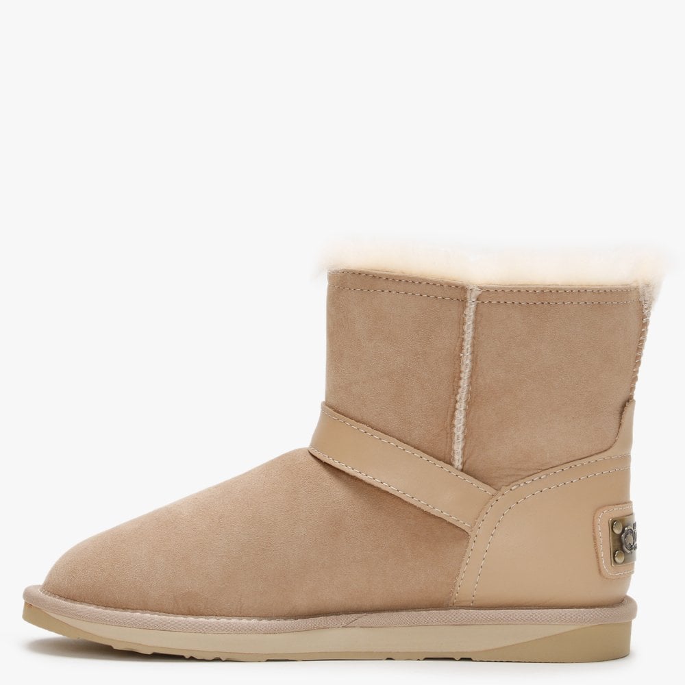 La Machina X Short Beige Double-Face Sheepskin Ankle Boots