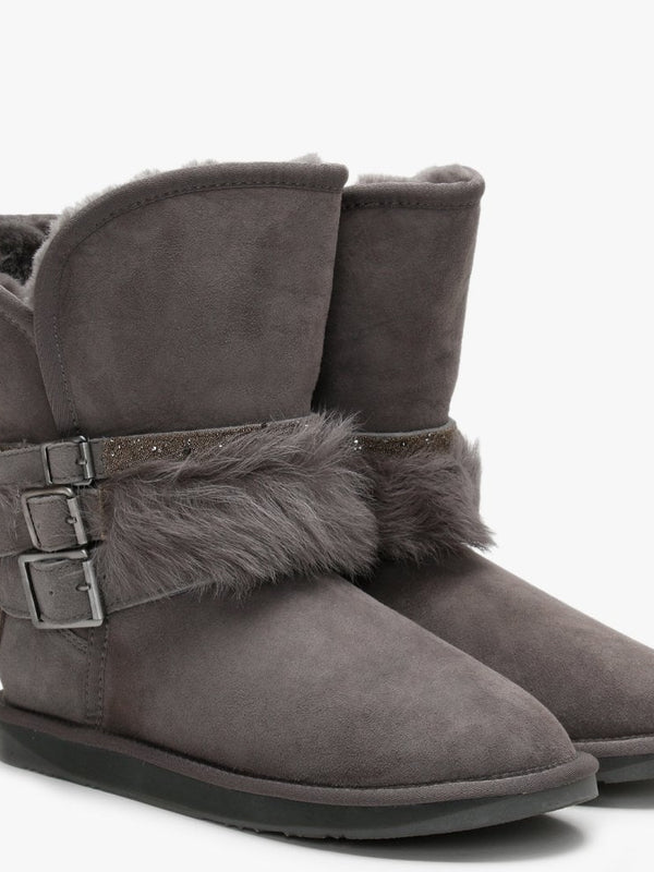 Hatchet Short Grey Double-Faced Embellished Ankle Boots