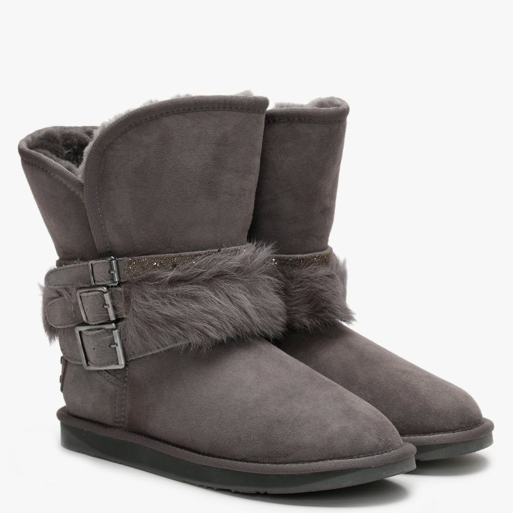 Hatchet Short Grey Double-Faced Embellished Ankle Boots
