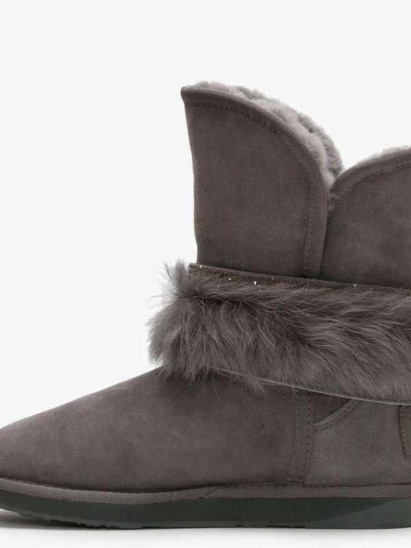 Hatchet Short Grey Double-Faced Embellished Ankle Boots