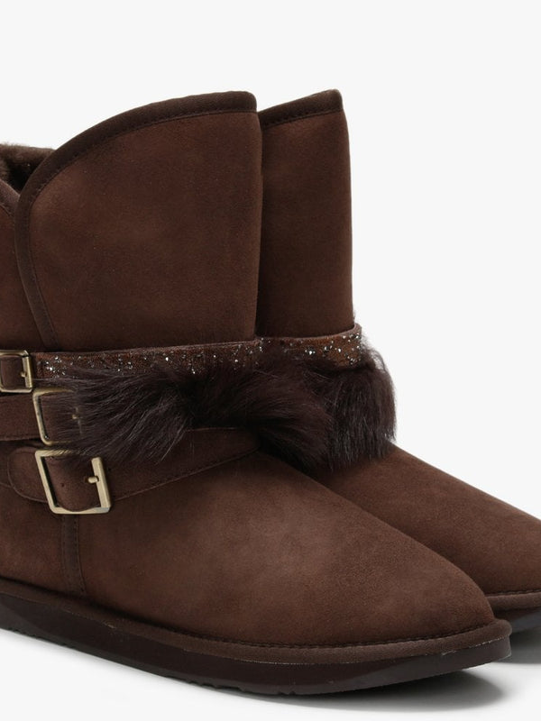 Hatchet Short Brown Double-Faced Embellished Ankle Boots