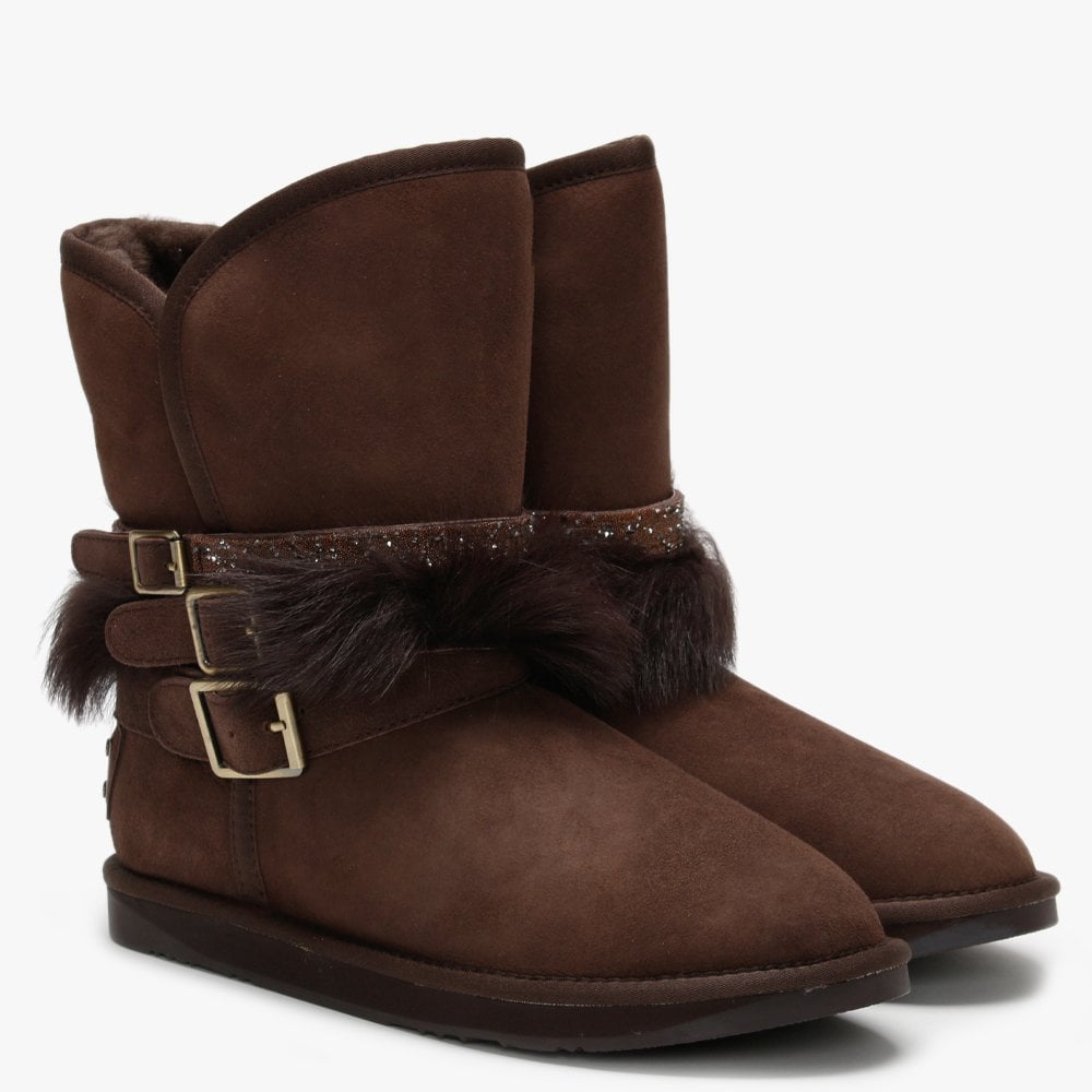 Hatchet Short Brown Double-Faced Embellished Ankle Boots