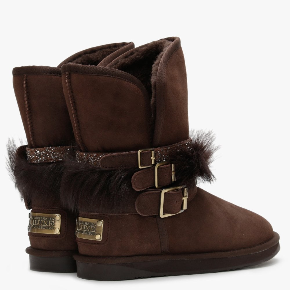 Hatchet Short Brown Double-Faced Embellished Ankle Boots