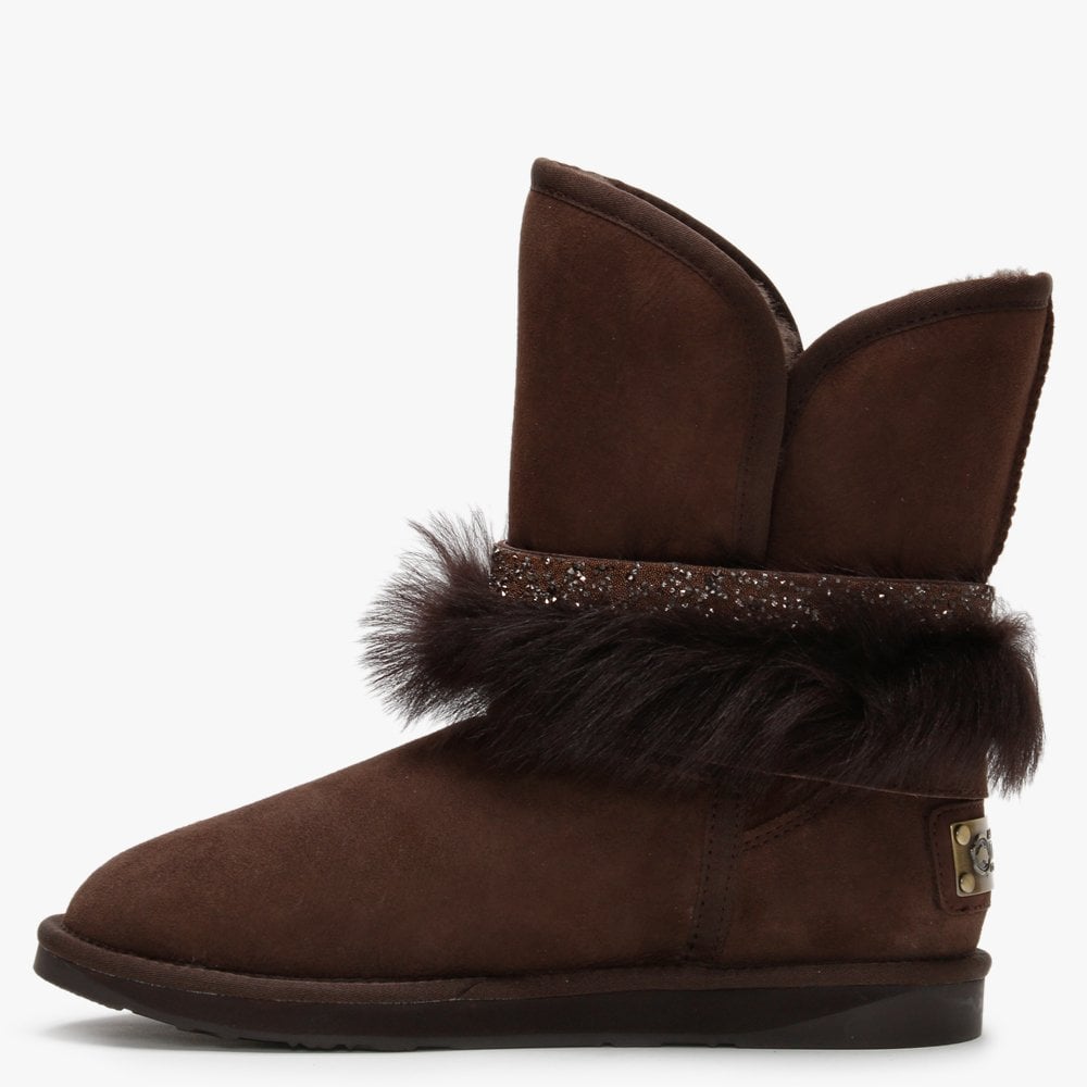 Hatchet Short Brown Double-Faced Embellished Ankle Boots