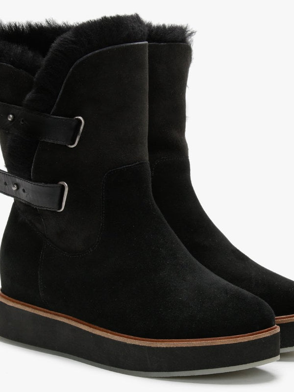 Bushmill Black Double-Face Sheepskin Ankle Boots