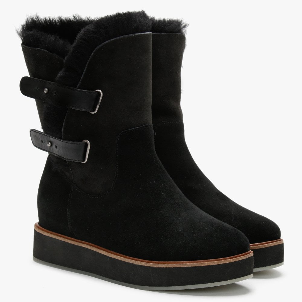 Bushmill Black Double-Face Sheepskin Ankle Boots