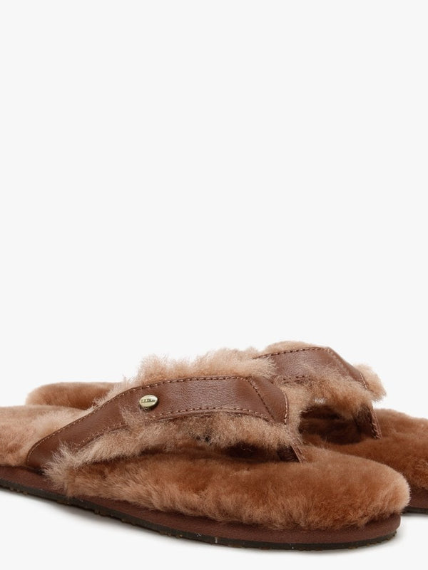 Feel Brown Sheepskin Toe Post Slippers