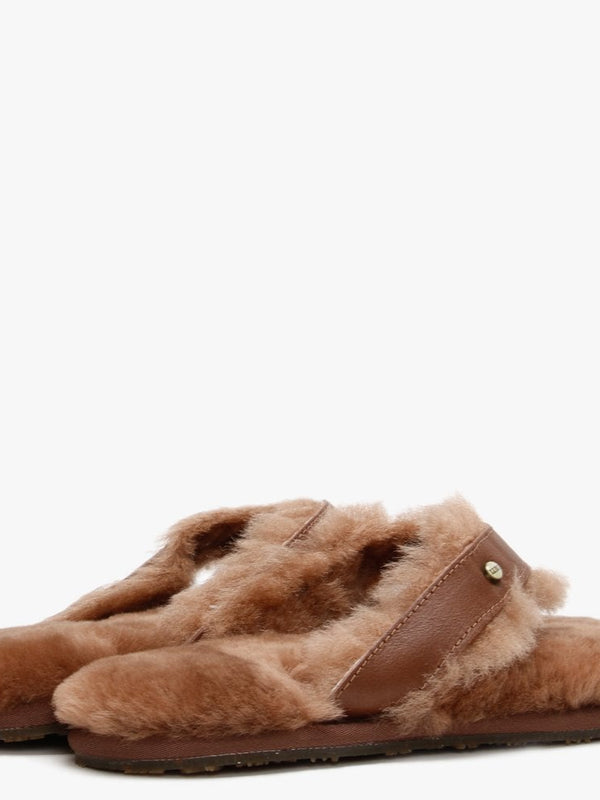 Feel Brown Sheepskin Toe Post Slippers