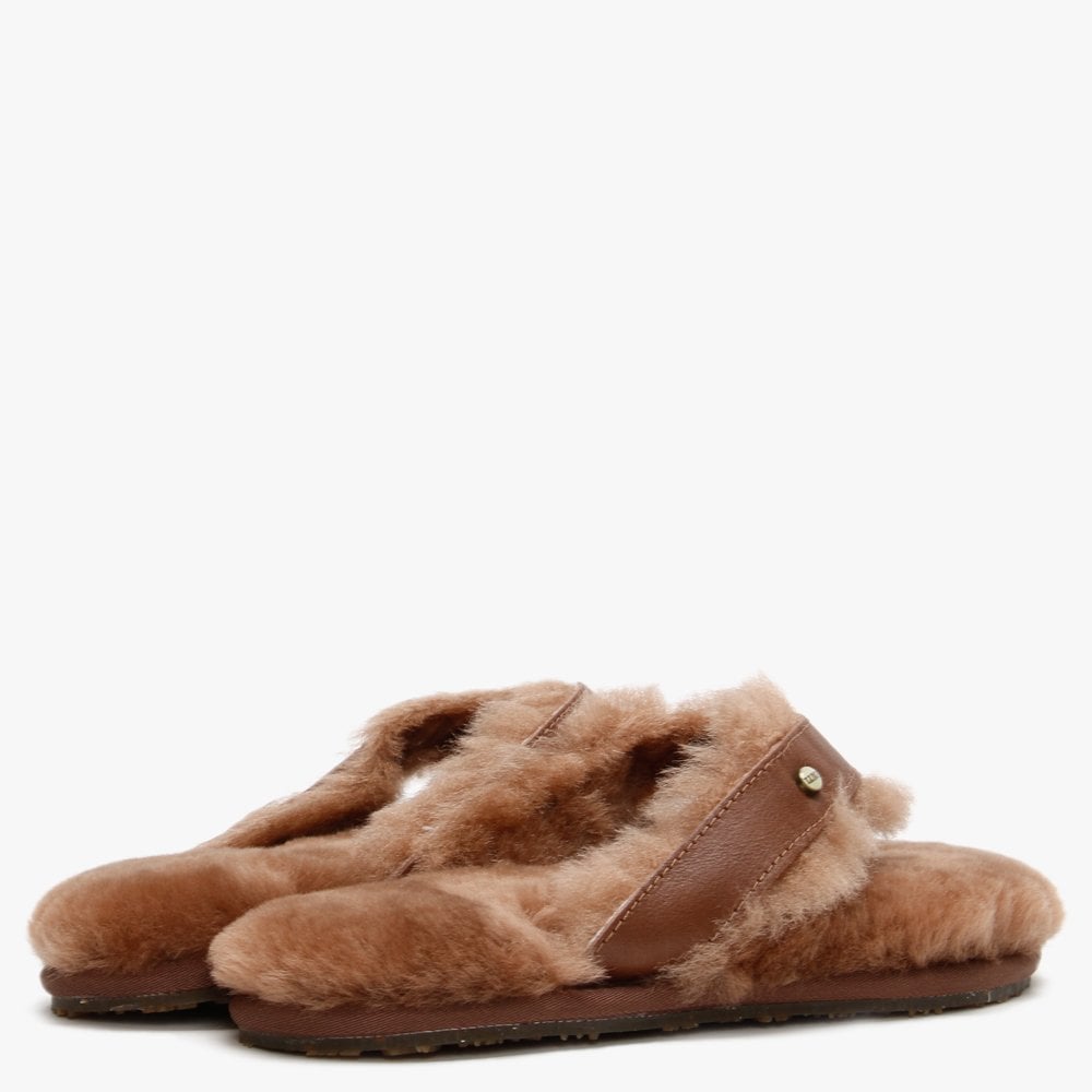 Feel Brown Sheepskin Toe Post Slippers