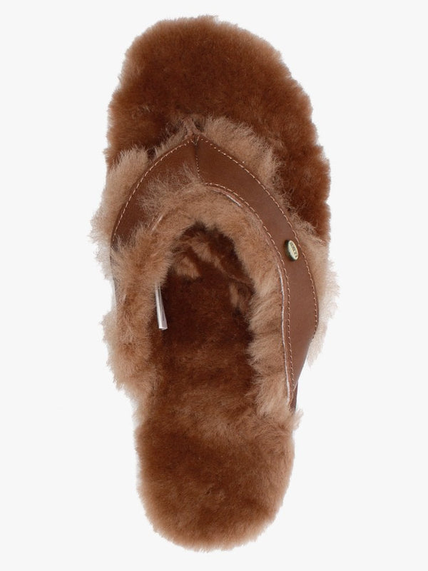 Feel Brown Sheepskin Toe Post Slippers