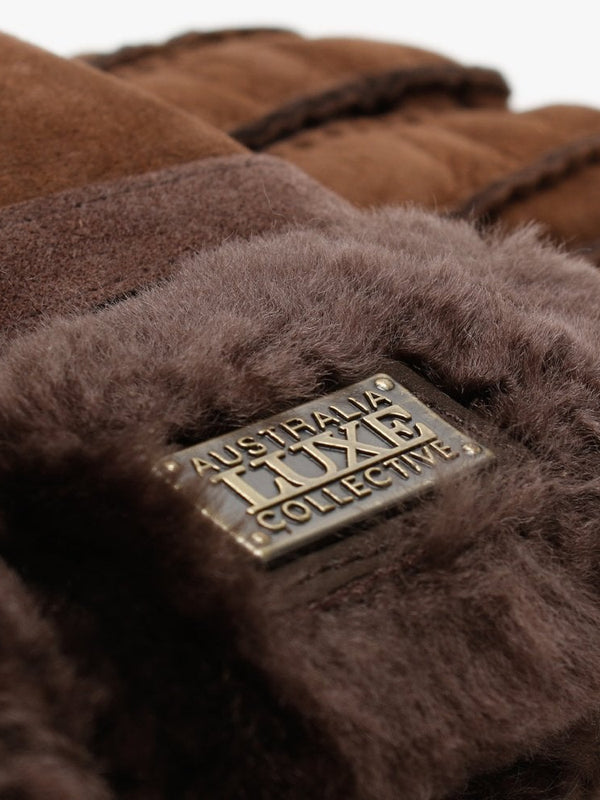 Cuff Brown Double-Face Sheepskin Gloves