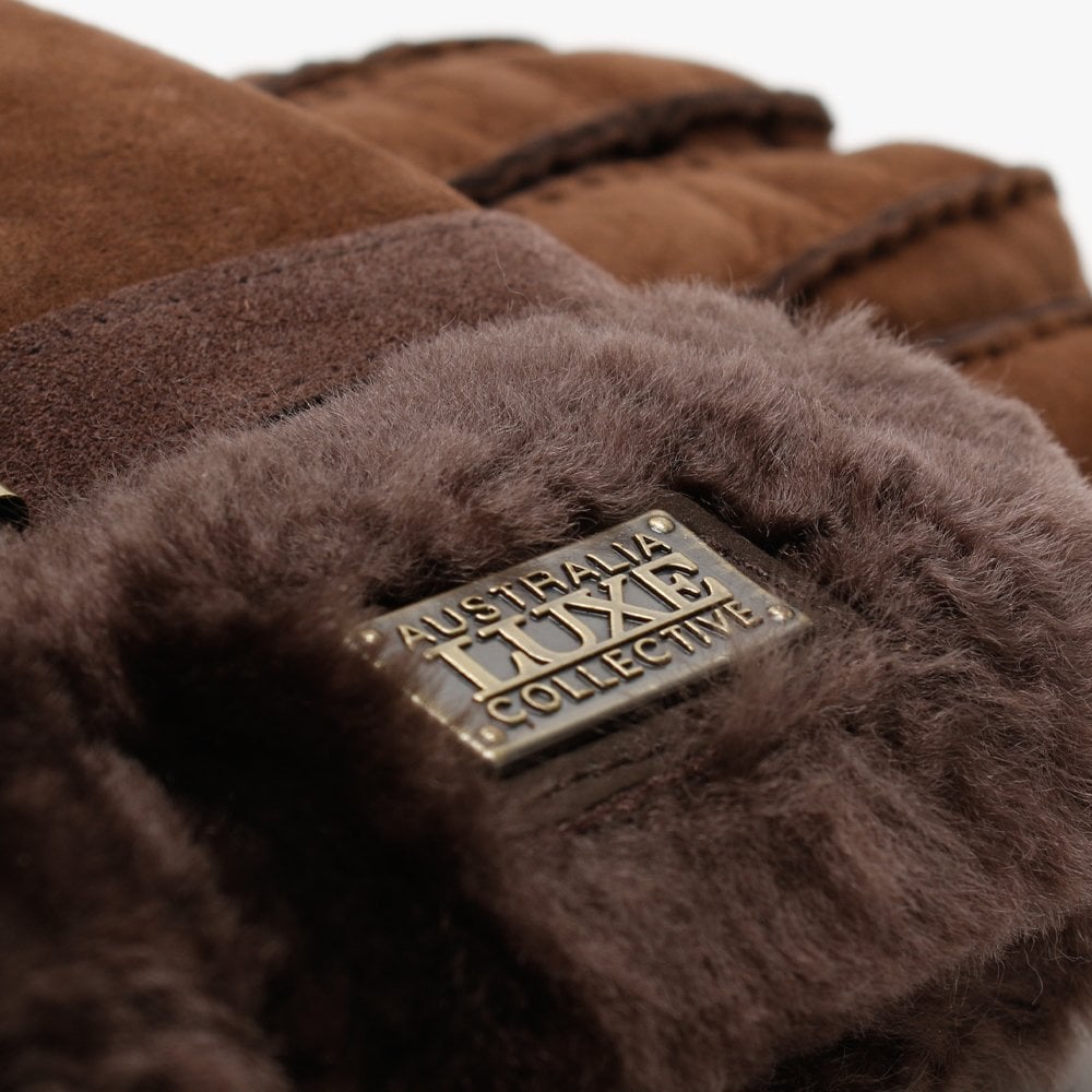 Cuff Brown Double-Face Sheepskin Gloves
