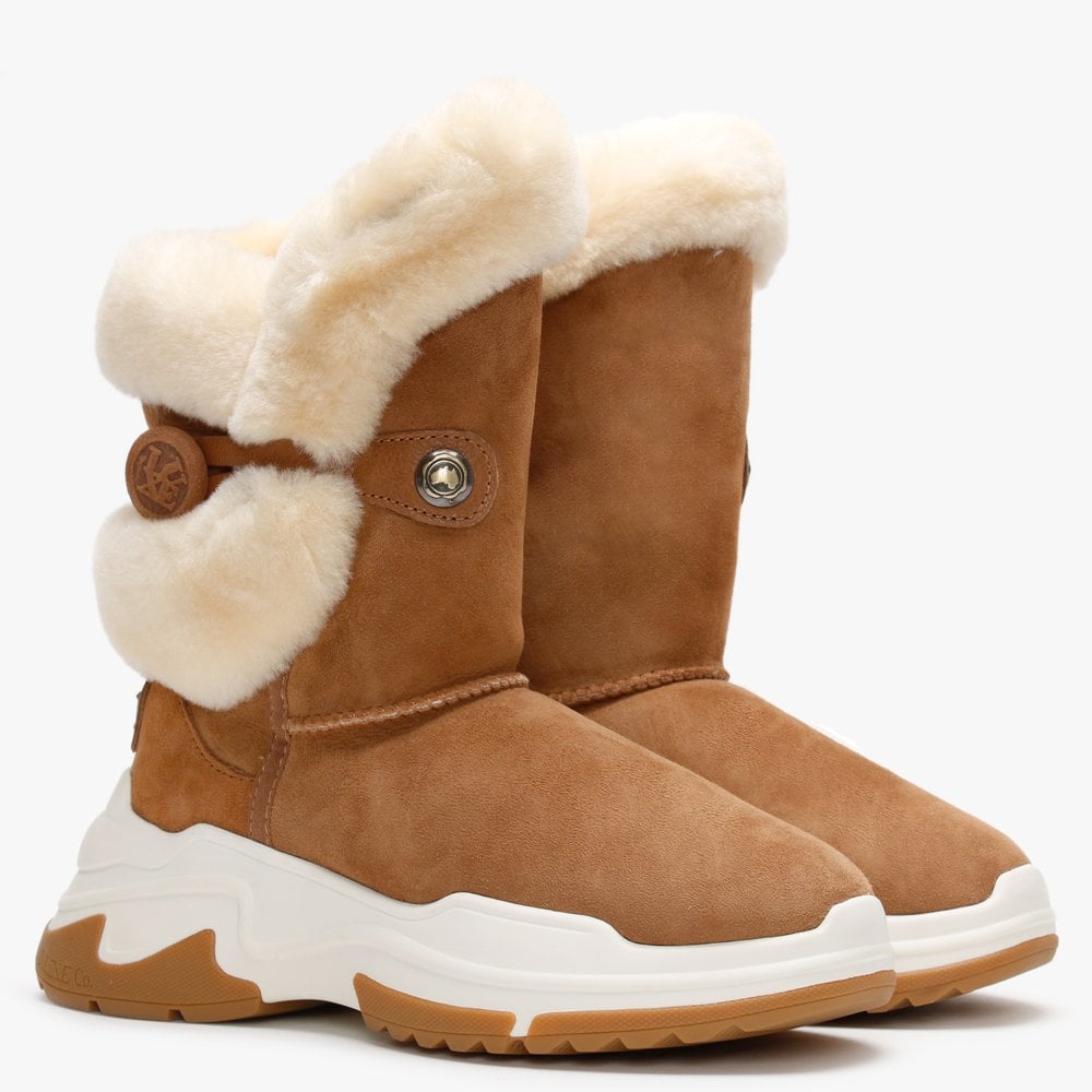 X Nordic Tan Double-Face Sheepskin Ankle Boots