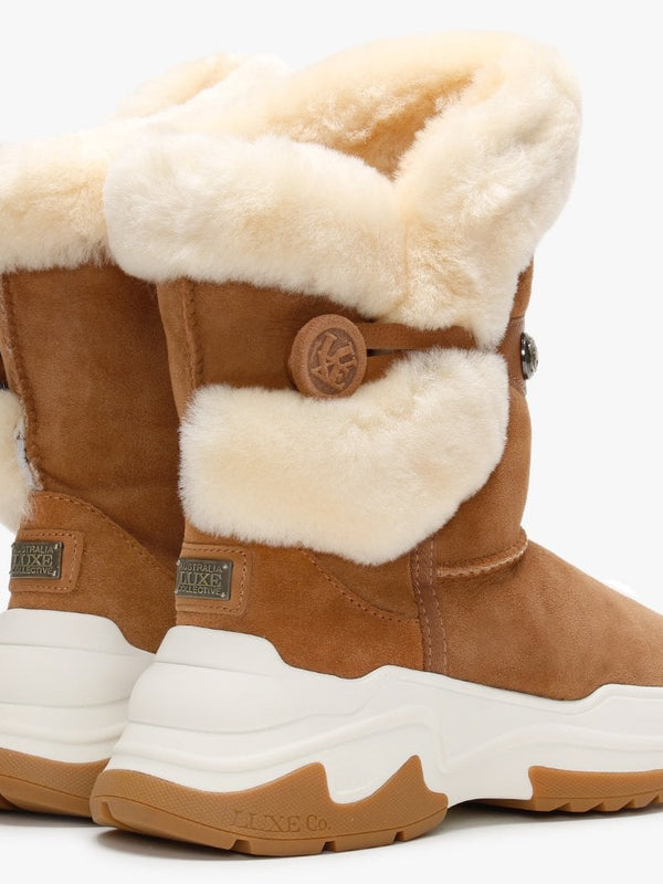 X Nordic Tan Double-Face Sheepskin Ankle Boots