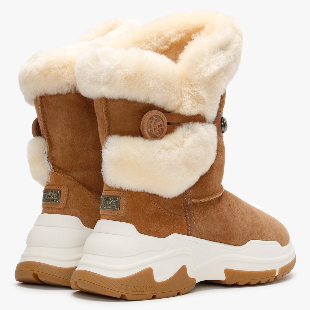 X Nordic Tan Double-Face Sheepskin Ankle Boots