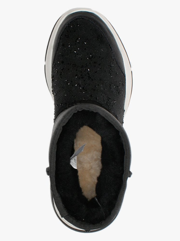 La X Cosy Black Leather Double-Face Sheepskin Embellished Ankle Boots
