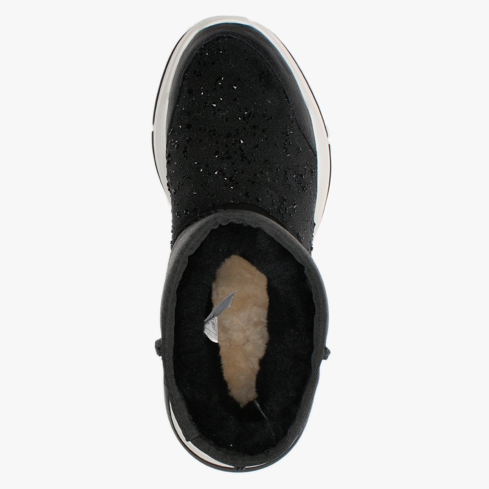 La X Cosy Black Leather Double-Face Sheepskin Embellished Ankle Boots