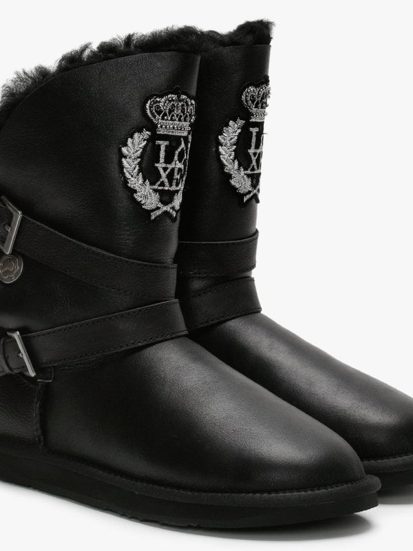 Pioneer Black Nappa Double-Face Sheepskin Ankle Boots