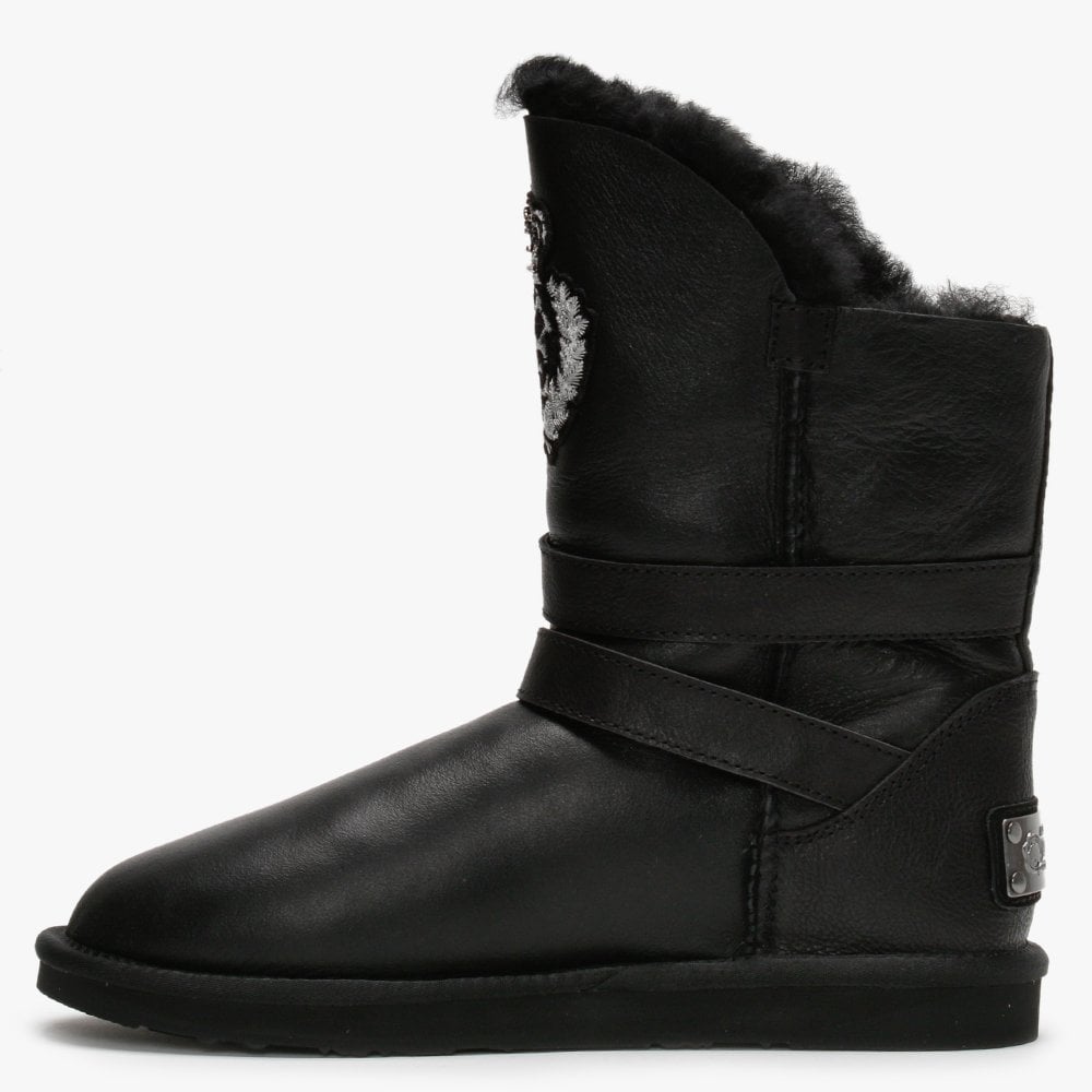 Pioneer Black Nappa Double-Face Sheepskin Ankle Boots