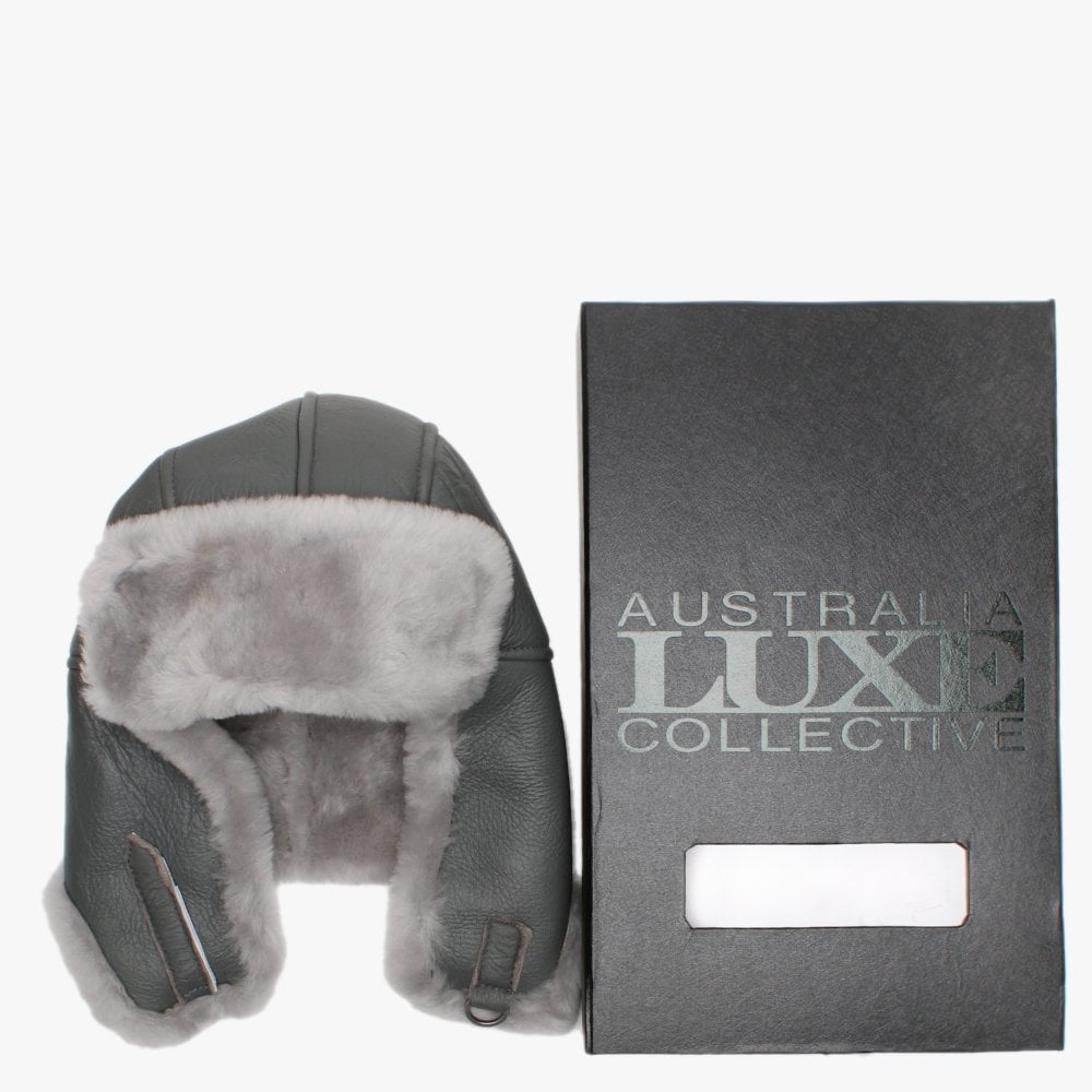 Raff Grey Nappa Double-Face Sheepskin Tapper Hat