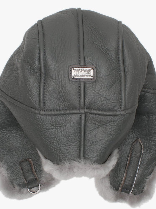 Raff Grey Nappa Double-Face Sheepskin Tapper Hat