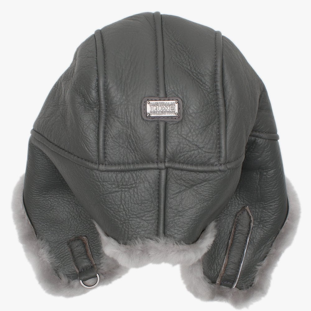 Raff Grey Nappa Double-Face Sheepskin Tapper Hat