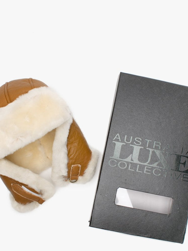 Raff Tan Nappa Double-Face Sheepskin Tapper Hat