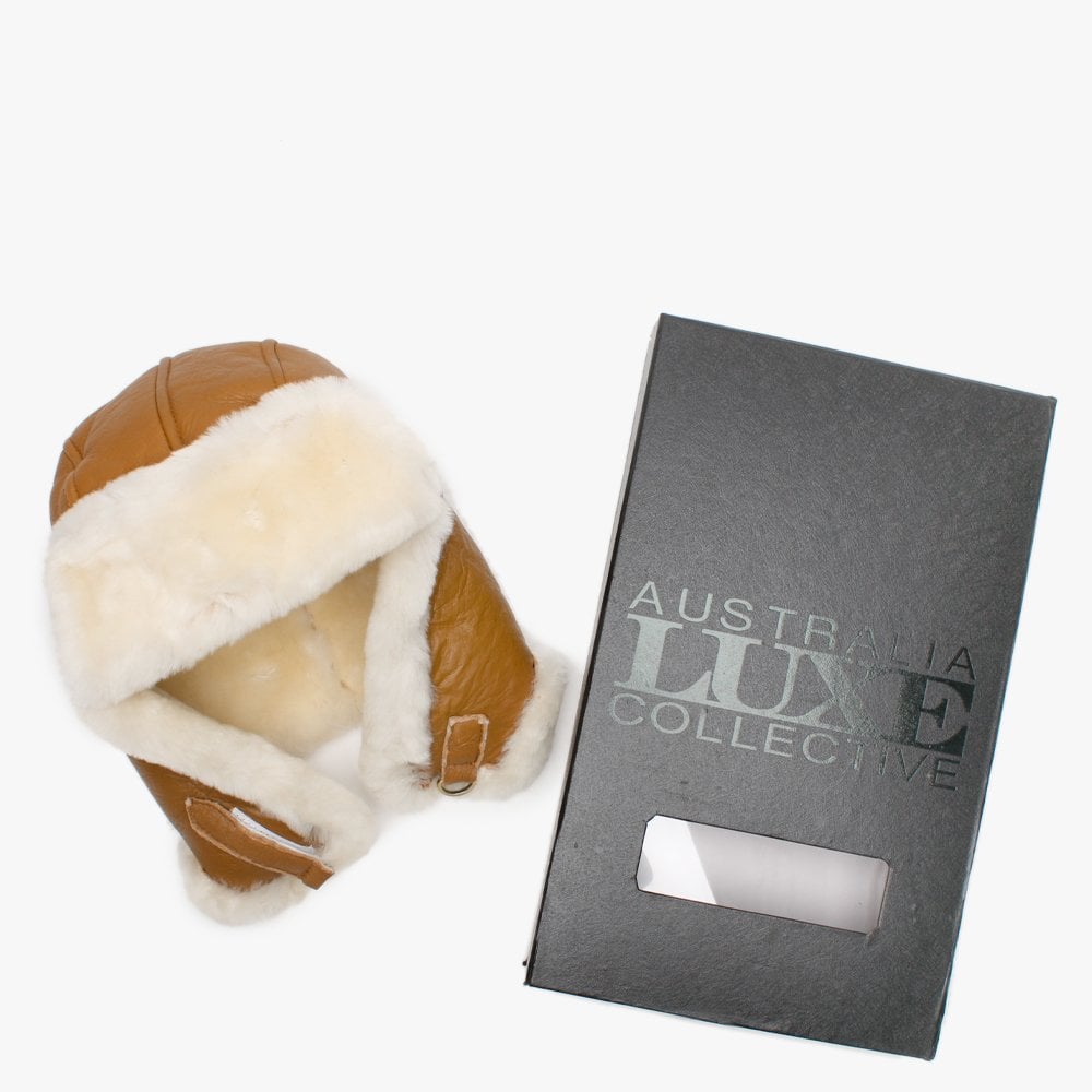 Raff Tan Nappa Double-Face Sheepskin Tapper Hat