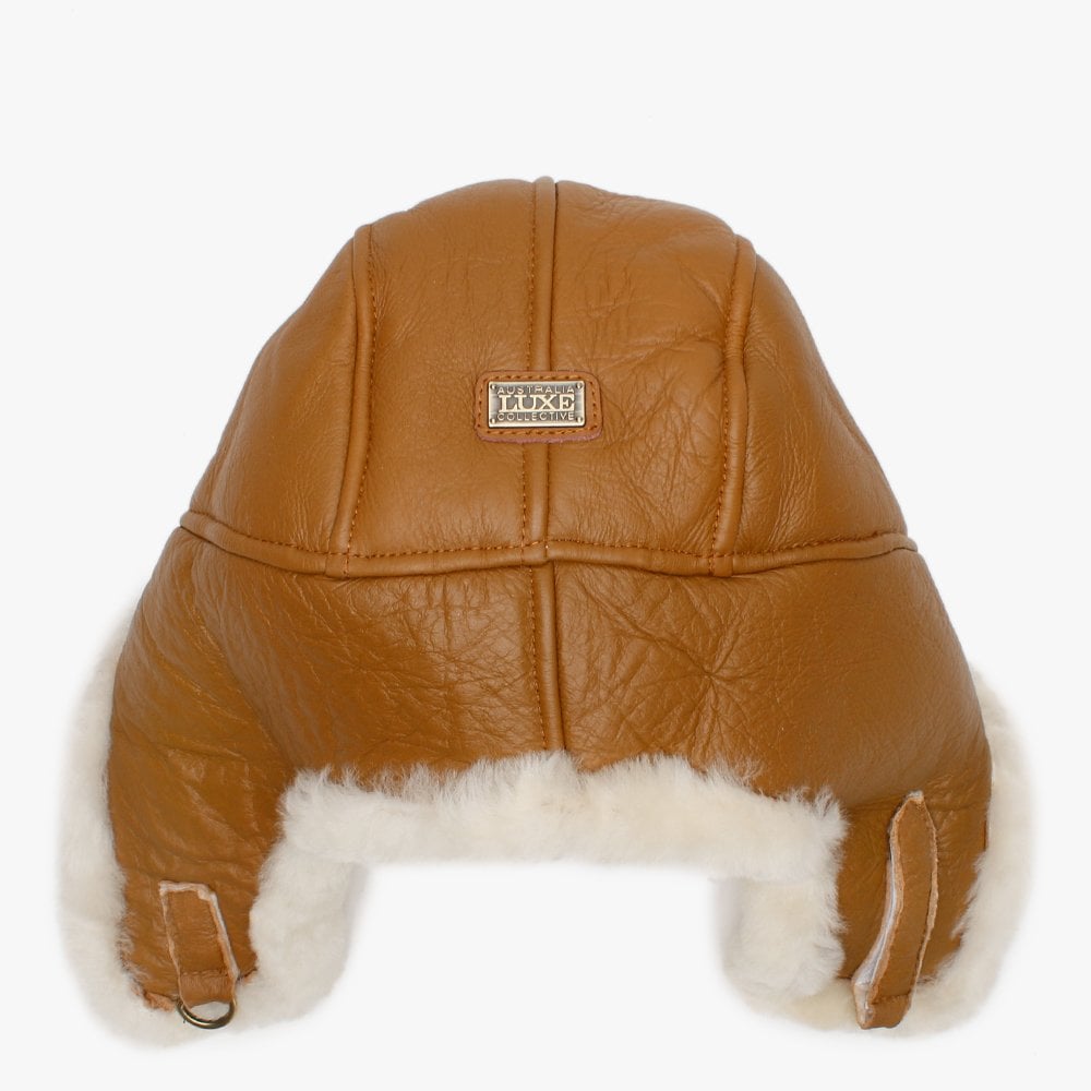 Raff Tan Nappa Double-Face Sheepskin Tapper Hat