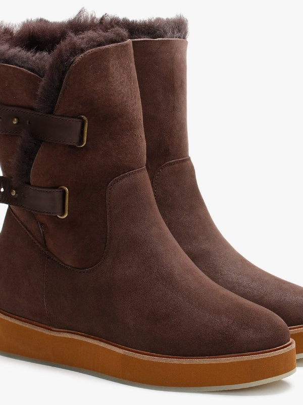 Bushmill Brown Double-Face Sheepskin Ankle Boots