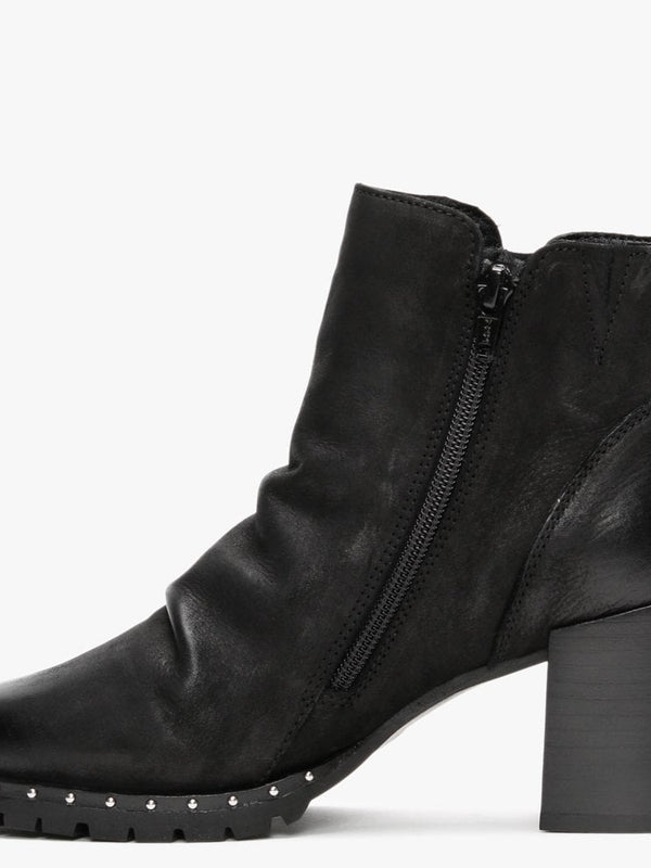 Sabreti Black Leather Ankle Boots