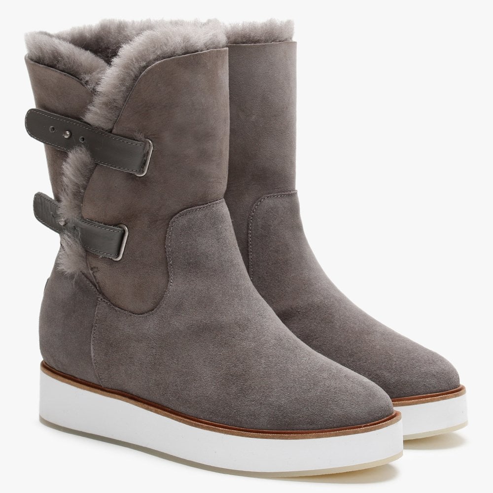 Bushmill Grey Double-Face Sheepskin Ankle Boots