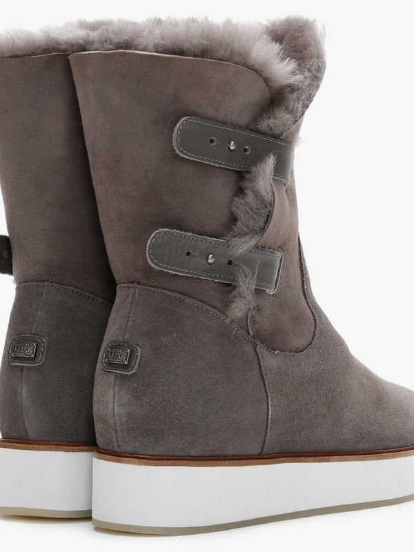 Bushmill Grey Double-Face Sheepskin Ankle Boots