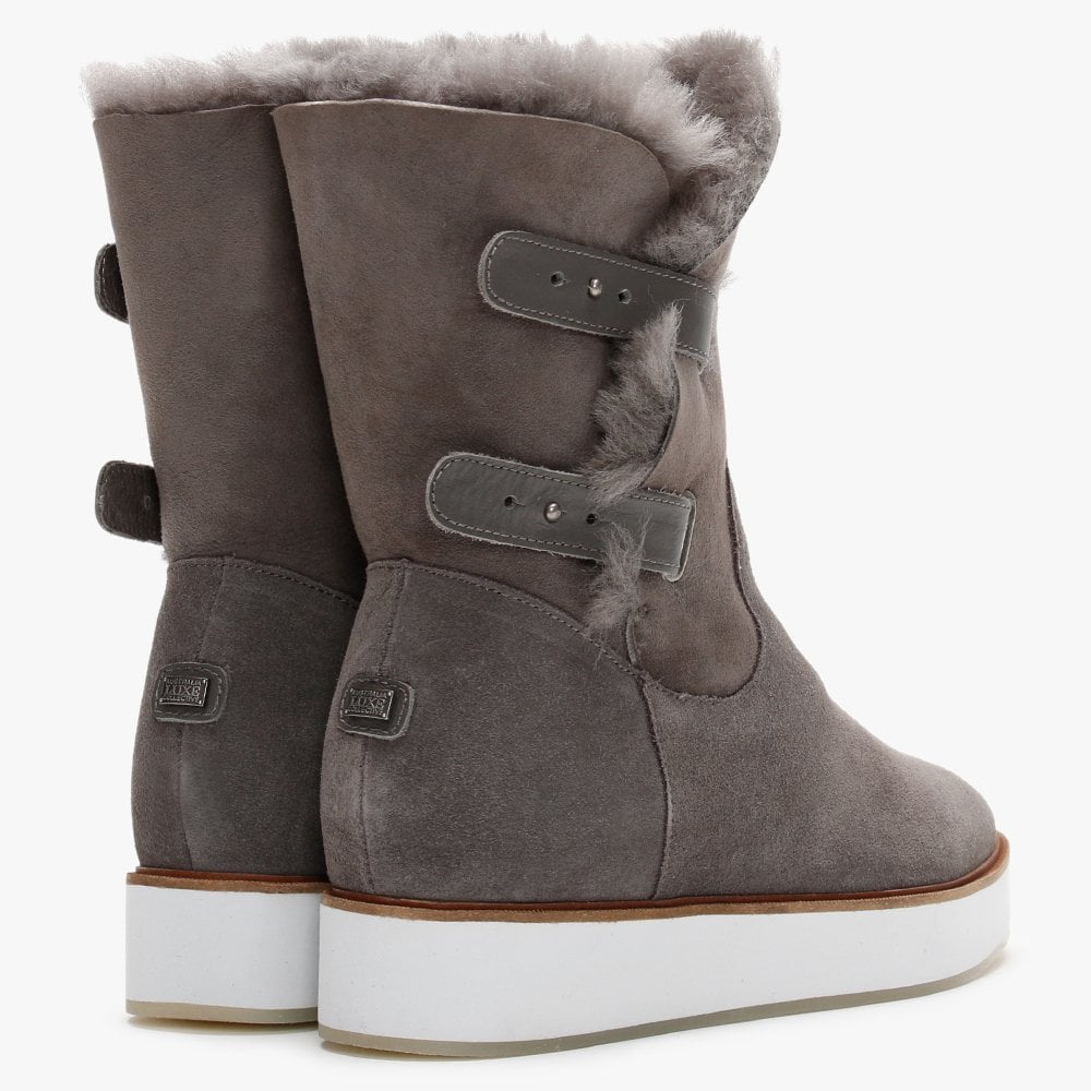 Bushmill Grey Double-Face Sheepskin Ankle Boots