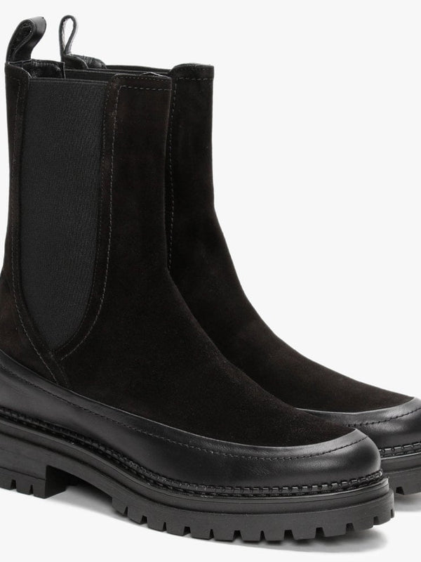 Napolly Black Suede Elongated Chelsea Boots