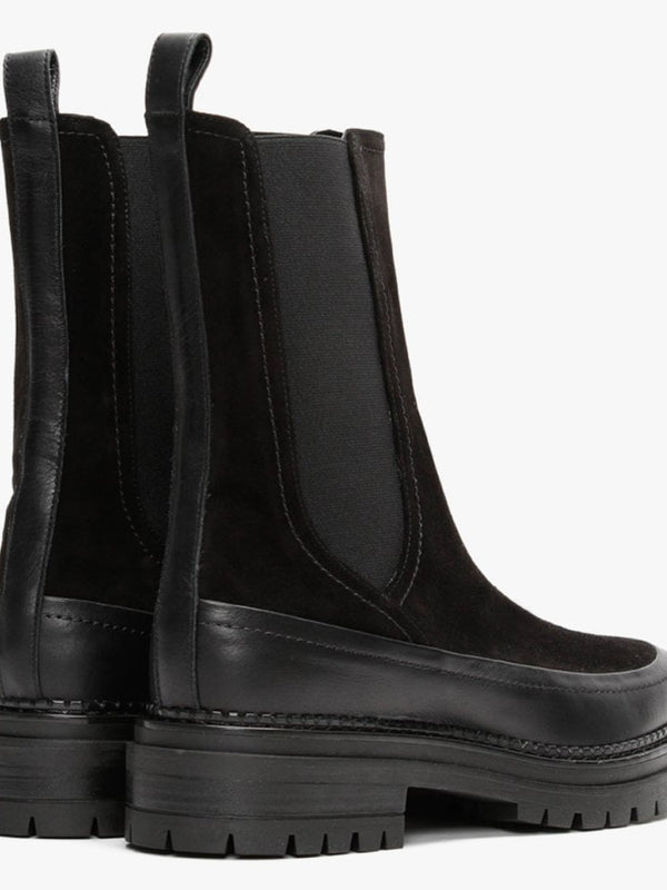 Napolly Black Suede Elongated Chelsea Boots